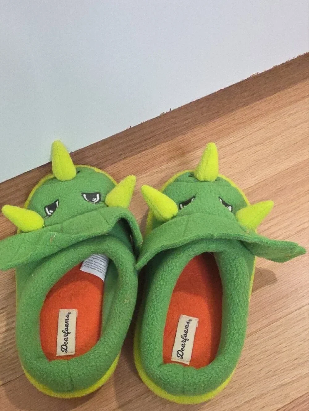 dearfoams Green Triceratops Kids Slippers